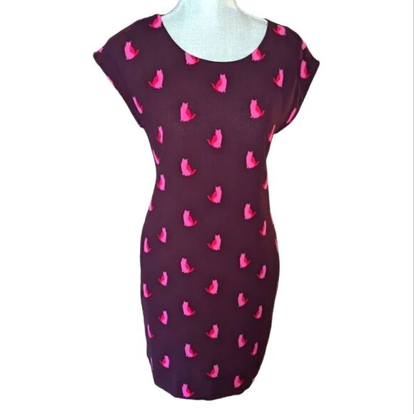 LOFT Ann‎ Taylor cat print dress size small - Picture 1 of 8